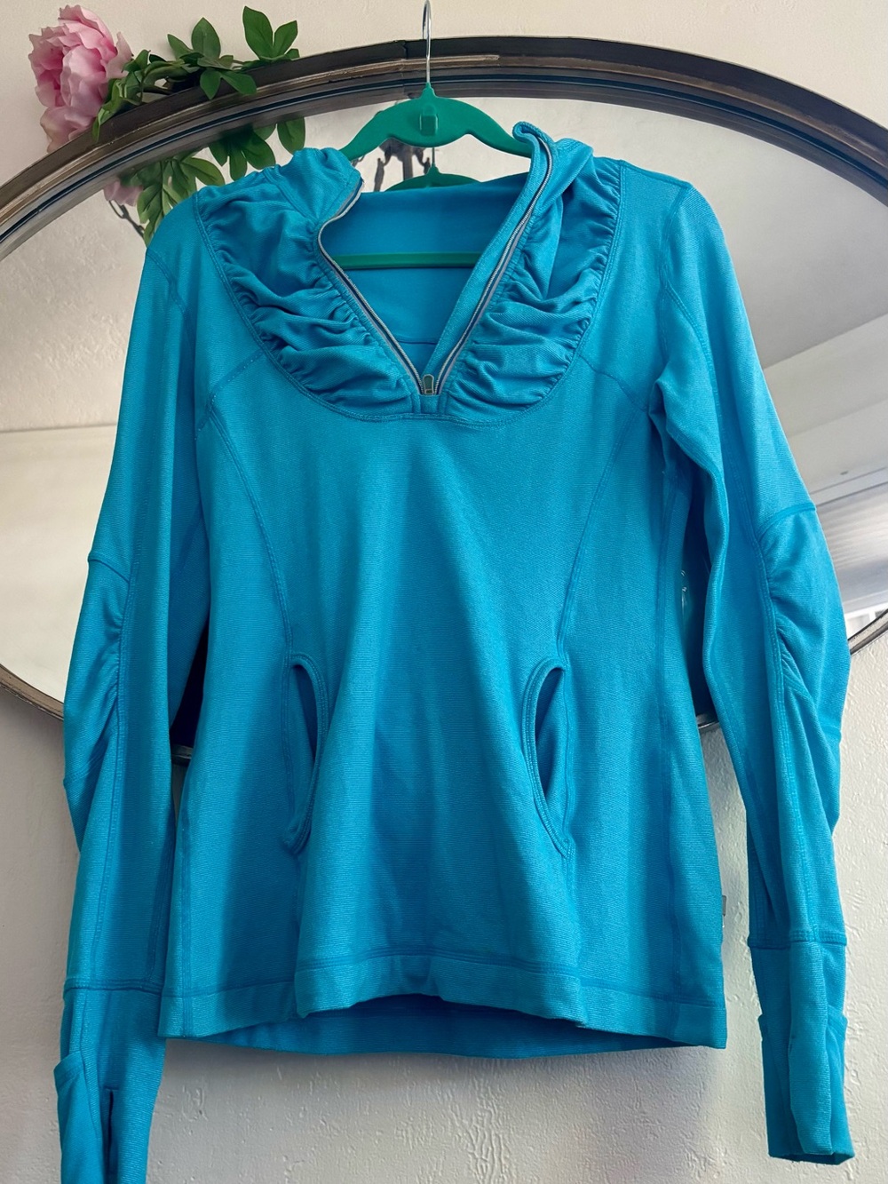 Lululemon Hoodie Womens 8 Blue Snorkel Microstripe Run Resolution Pullover